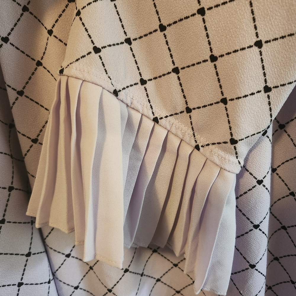 Women's Lavender Plaid Top With Bell Sleeves - Picture 3 of 4